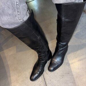 Vintage Davos Gomma Genuine Black Italian Leather Riding Boots Sz 39